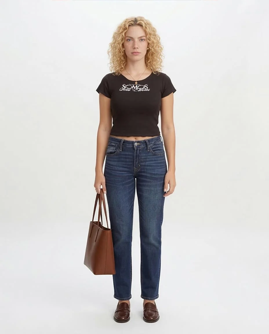 Ravin Women’s "Somos" Graphic Baby Tee – Slim Fit Cropped T-Shirt in Black -R204607 - Image 3