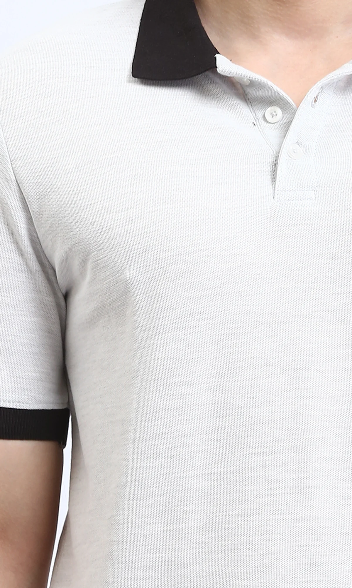 R204665 - Short Sleeves Regular Polo Shirt - Heather Light Grey - Image 3