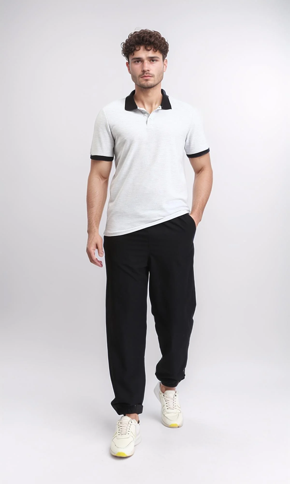 R204665 - Short Sleeves Regular Polo Shirt - Heather Light Grey - Image 5