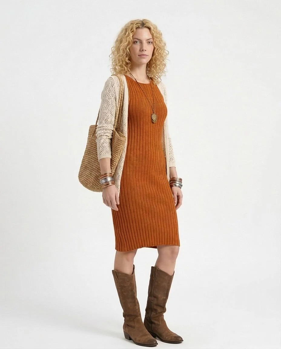 Ravin Women’s Rib-Knit Bodycon Midi Dress – Amber - R204687 - Image 4