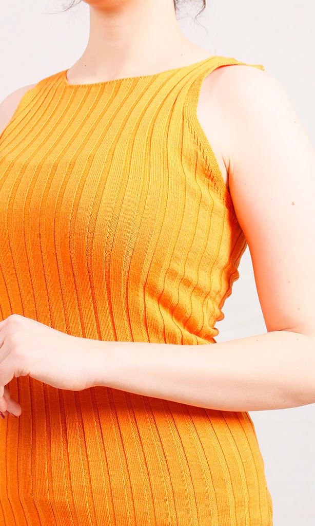 Ravin Women’s Sleeveless Ribbed Knit Midi Dress – Vibrant Orange - R204693 - Image 4