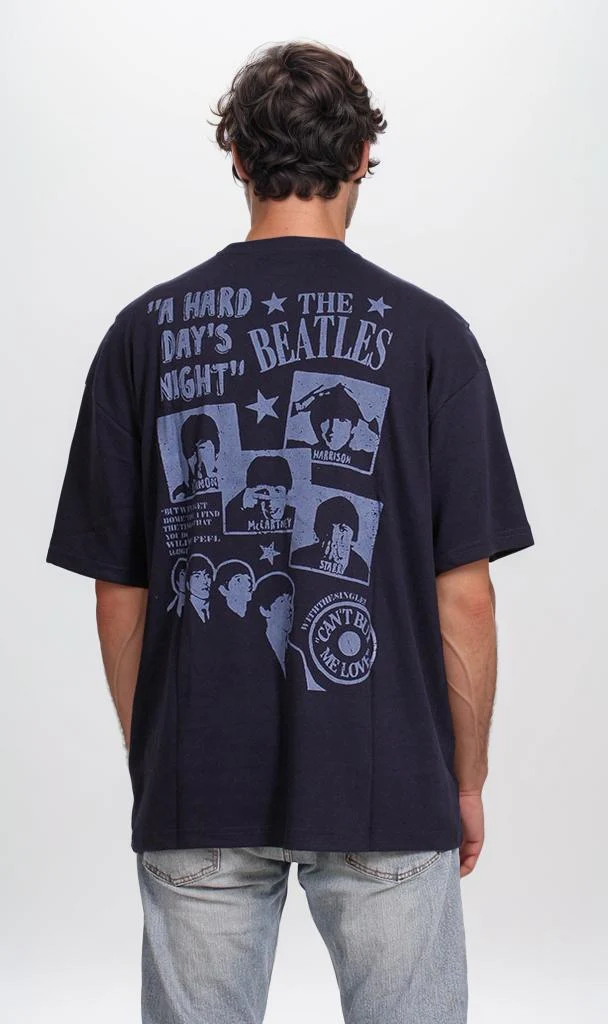R204831 - Beatles Graphic Oversized T-Shirt – Navy Blue - Image 2