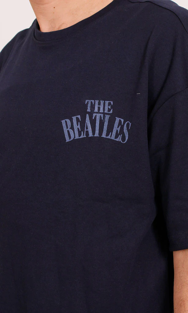 R204831 - Beatles Graphic Oversized T-Shirt – Navy Blue - Image 3