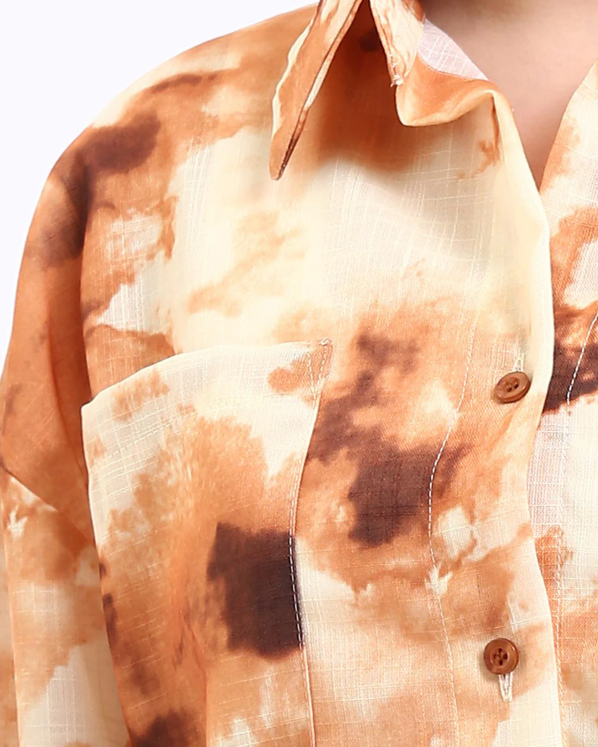 Ravin Oversized Textured Tie-Dye Shirt in Terracotta & Cream - R204843 - Image 4