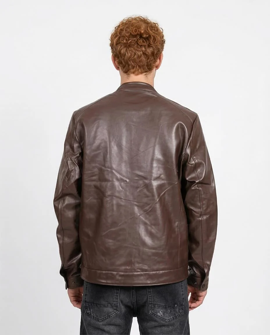 Ravin Men’s Faux-Leather Racer Jacket – Dark Brown - R204882 - Image 2