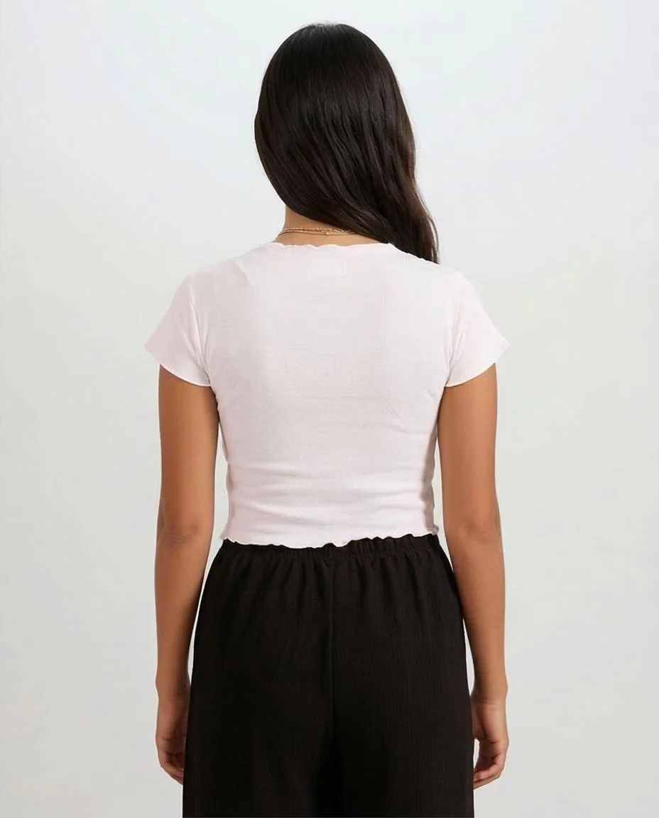 Ravin Women’s Summer Palm Beach Lettuce-Edge Baby Tee - R205504 - Image 2