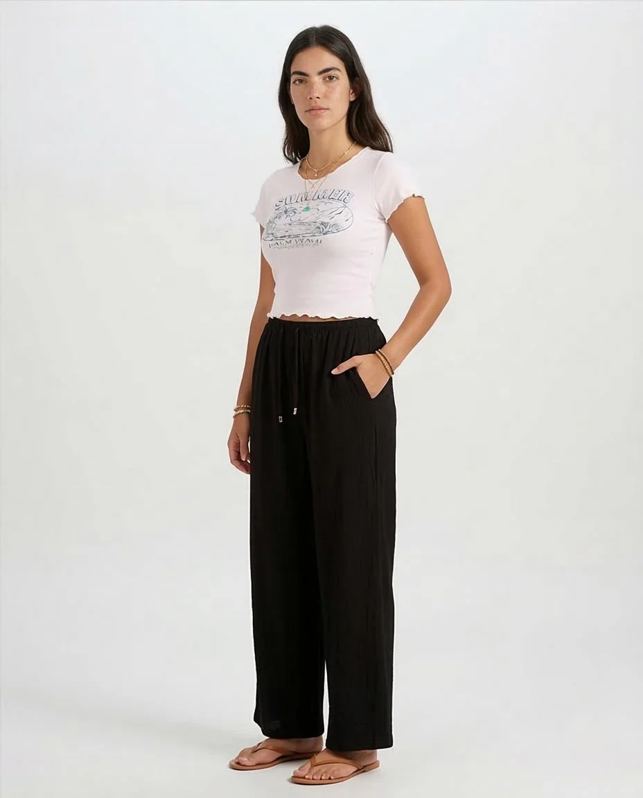 Ravin Women’s Summer Palm Beach Lettuce-Edge Baby Tee - R205504 - Image 4
