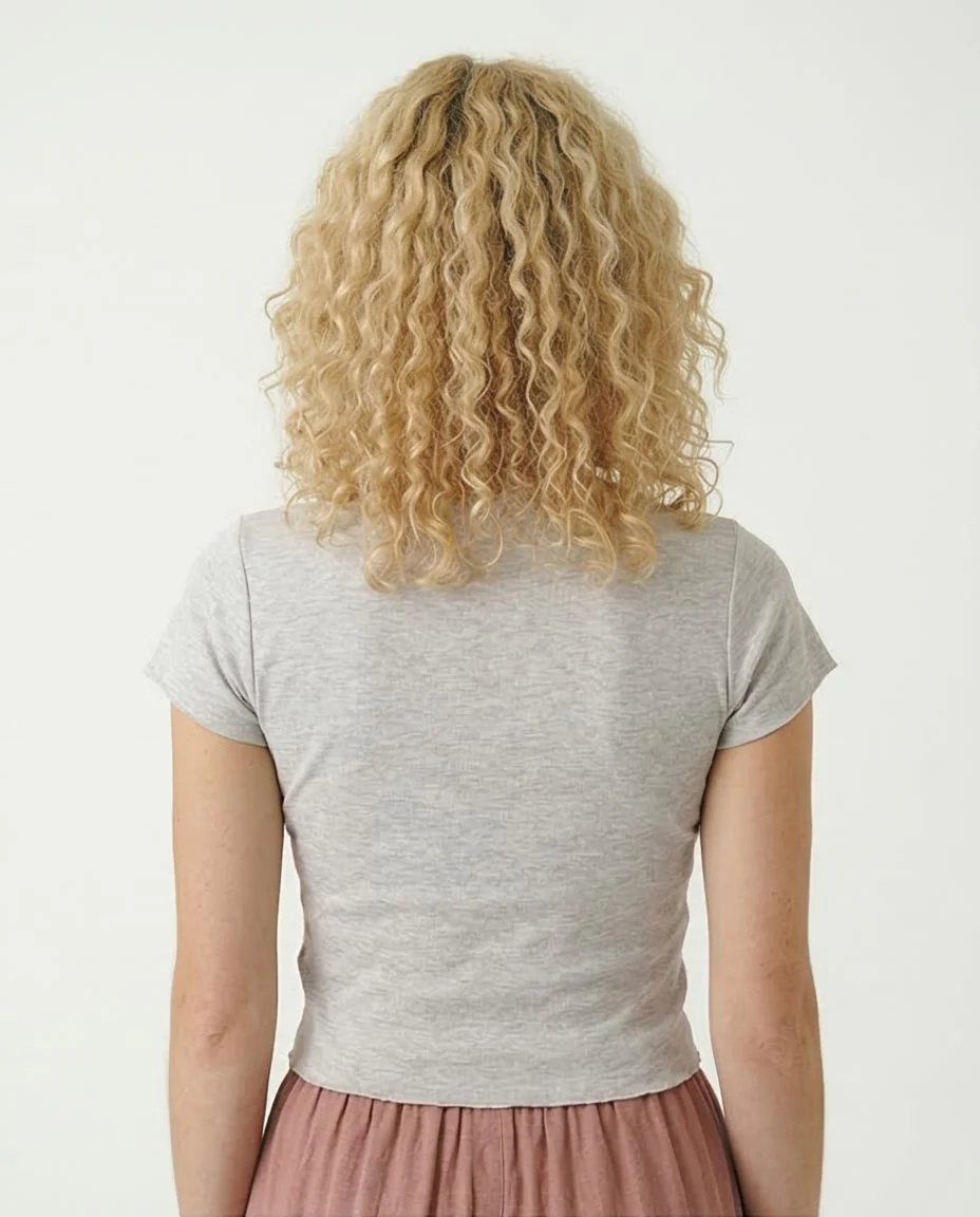 Ravin "Flower Vibes" Hibiscus Crop Tee in Heather Grey - R205513 - Image 2