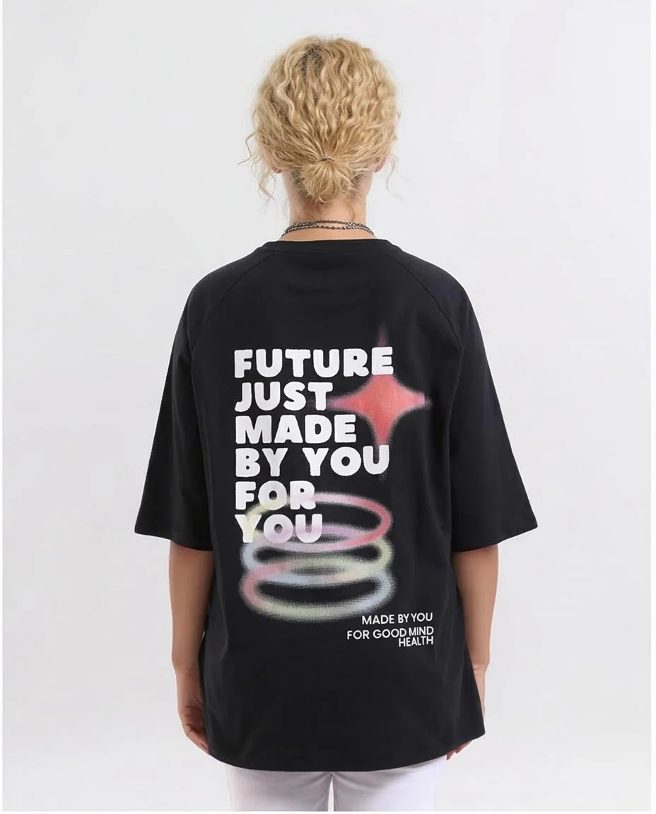 RAVIN Oversized Raglan "Future Just Made" Graphic T-Shirt – Black - R205517 - Image 2