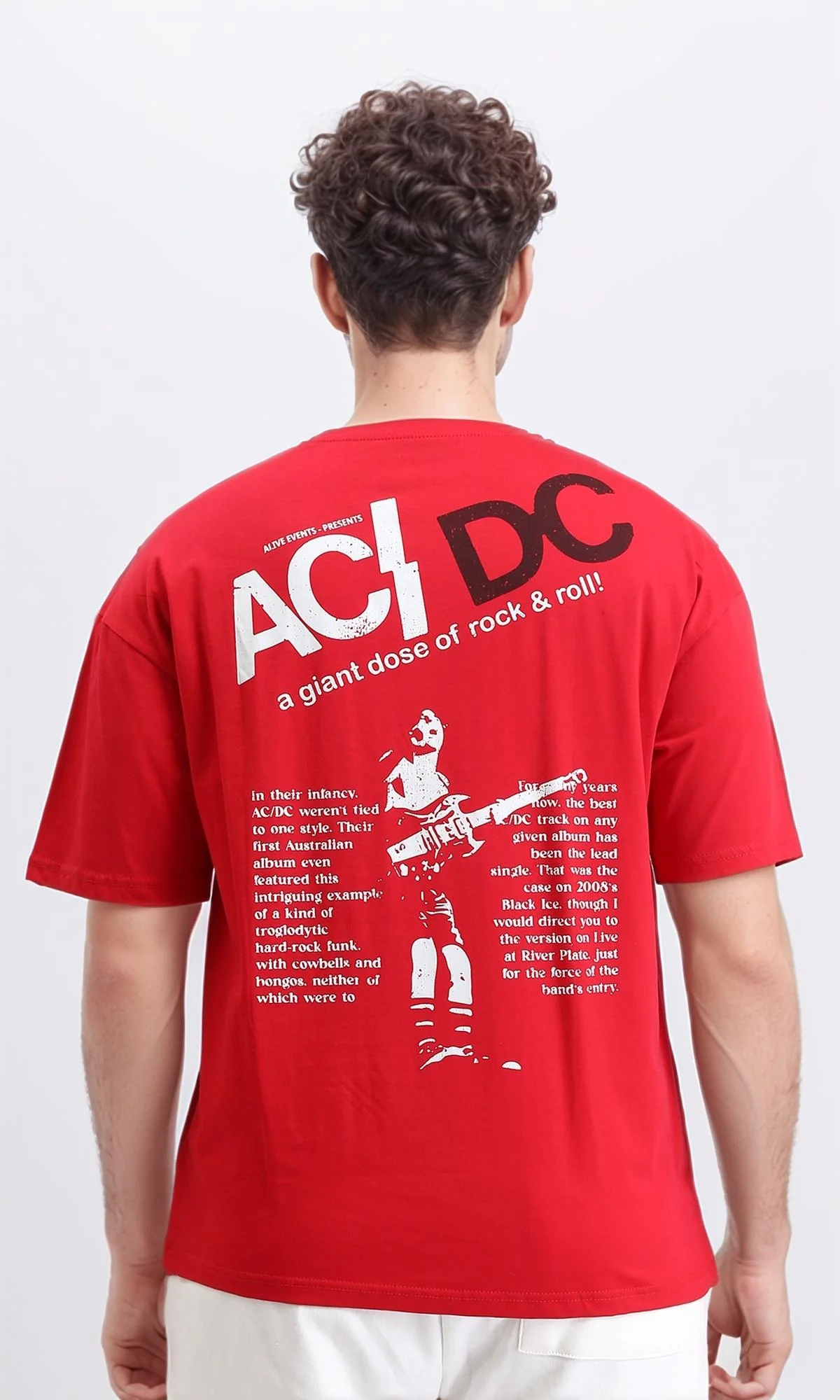 R205817 - Round Neck Printed Cotton Tee - Red - Image 2