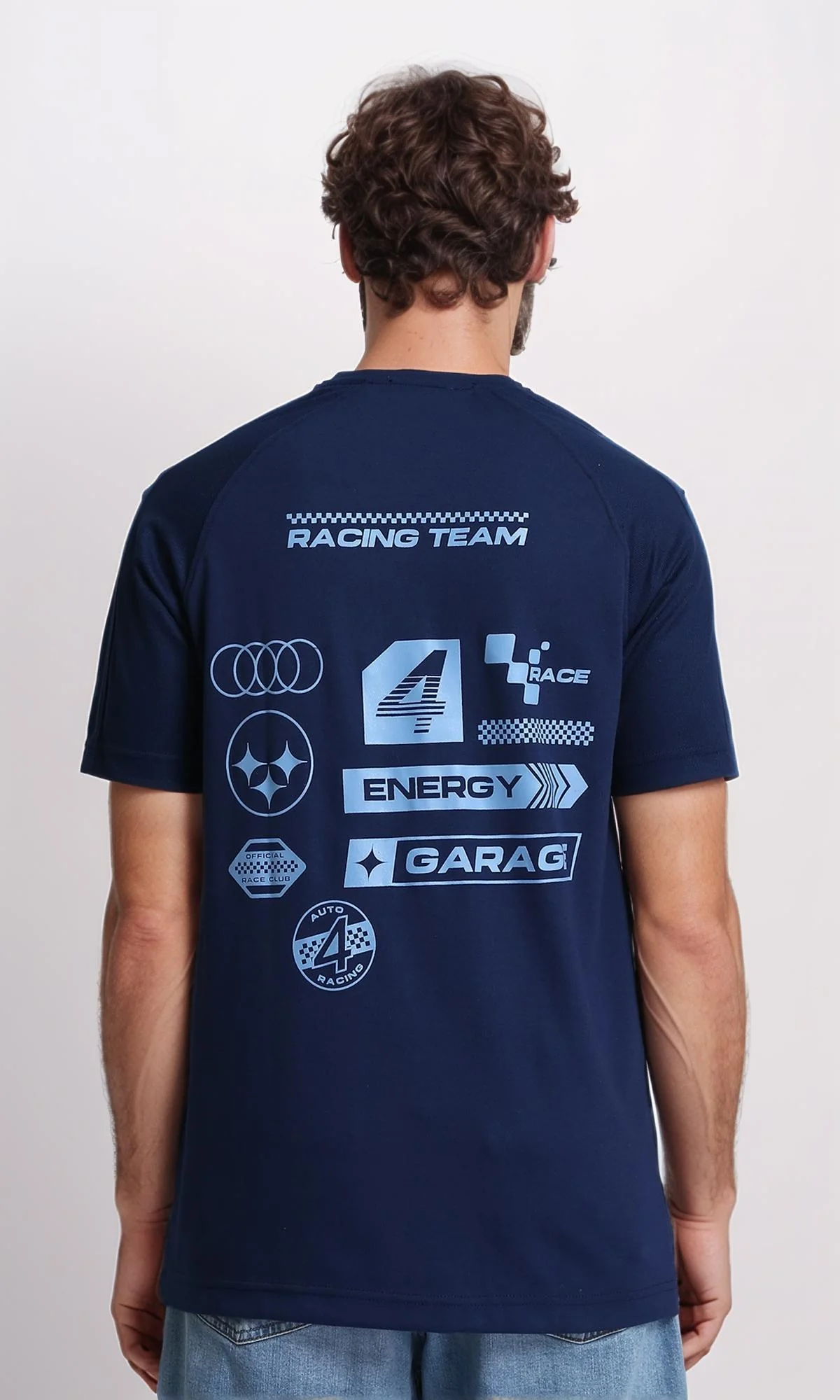 R205842 - Short Sleeves Printed Cotton Tee - Navy Blue - Image 2