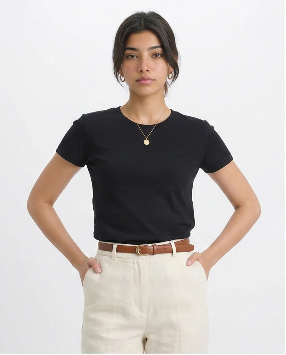 R205860 - Short Sleeves Solid Basic Tee - Black