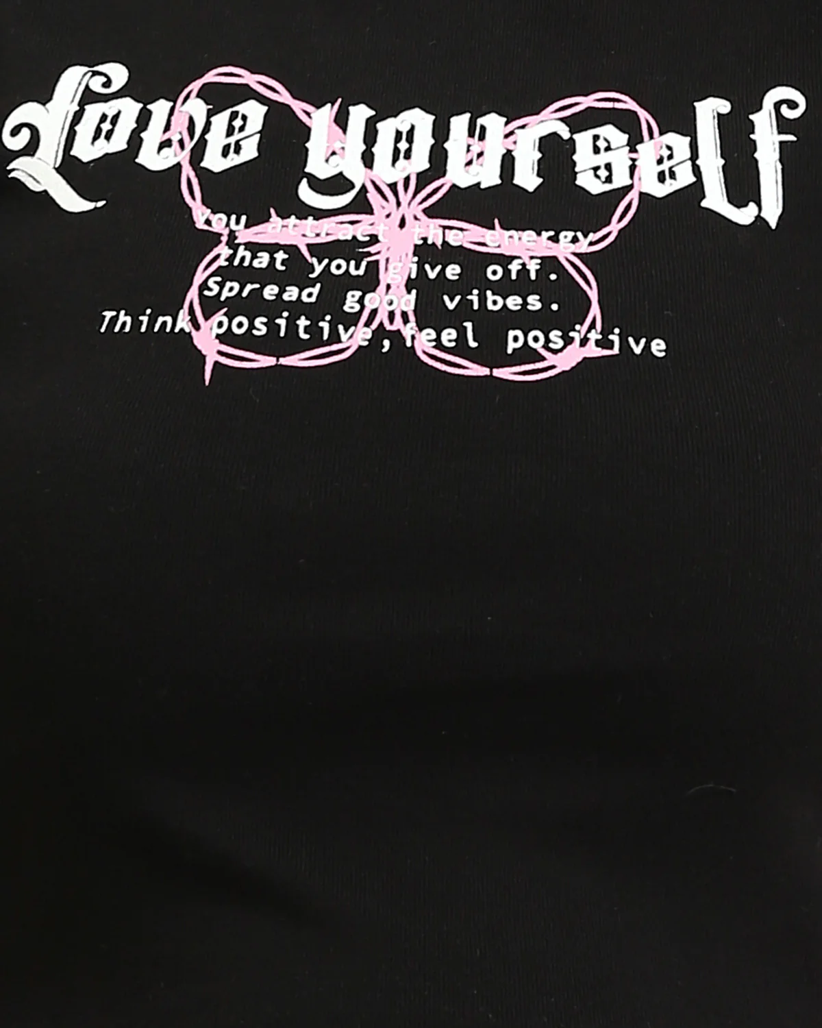 Ravin Women's "Love Yourself" Lettuce-Edge Graphic Baby Tee – Black - R205867 - Image 4