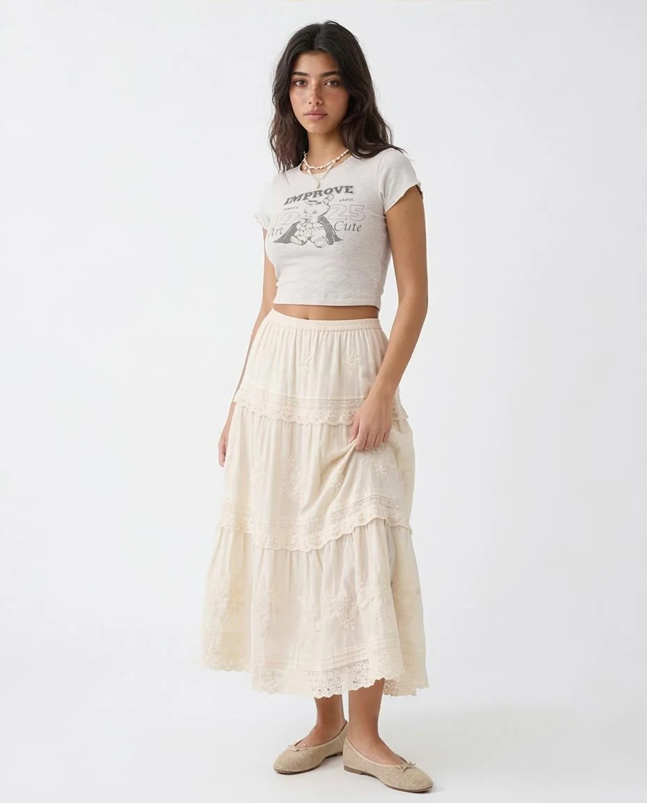 Ravin | Women’s "Improve" Graphic Baby Tee – Light Grey Marl - R205868 - Image 5