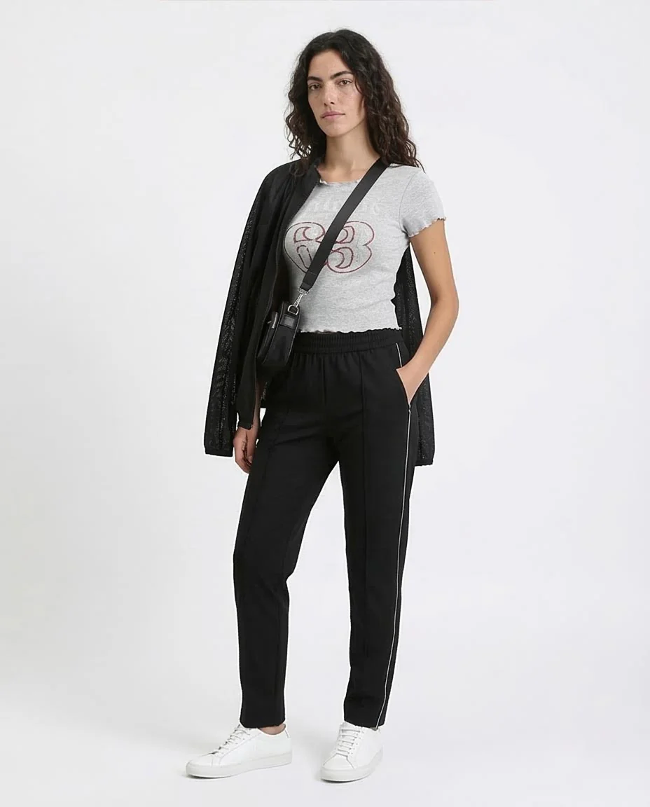 Ravin Women’s Lettuce-Edge Graphic Baby Tee - Heather Grey - R205869 - Image 5