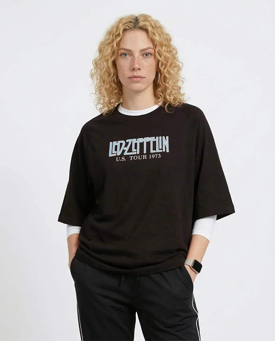 Ravin x Led Zeppelin: '73 U.S. Tour Oversized Graphic Teet - Black - R205873