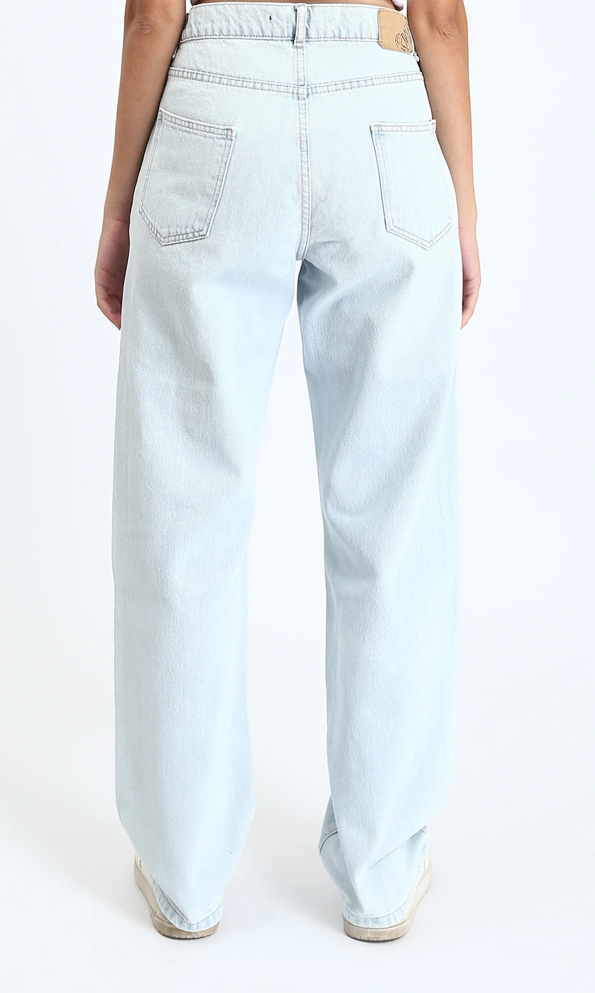 R205929 - Straight Leg Solid Jeans with Pockets - Light Blue - Image 2