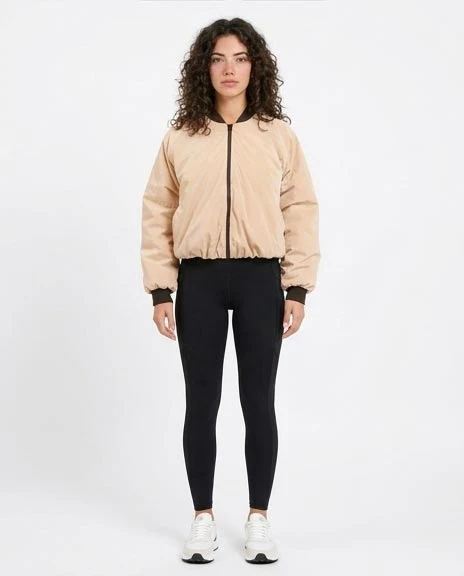 Ravin Women’s Cropped Insulated Bomber Jacket - Khaki/Chocolate - r205936 - Image 3
