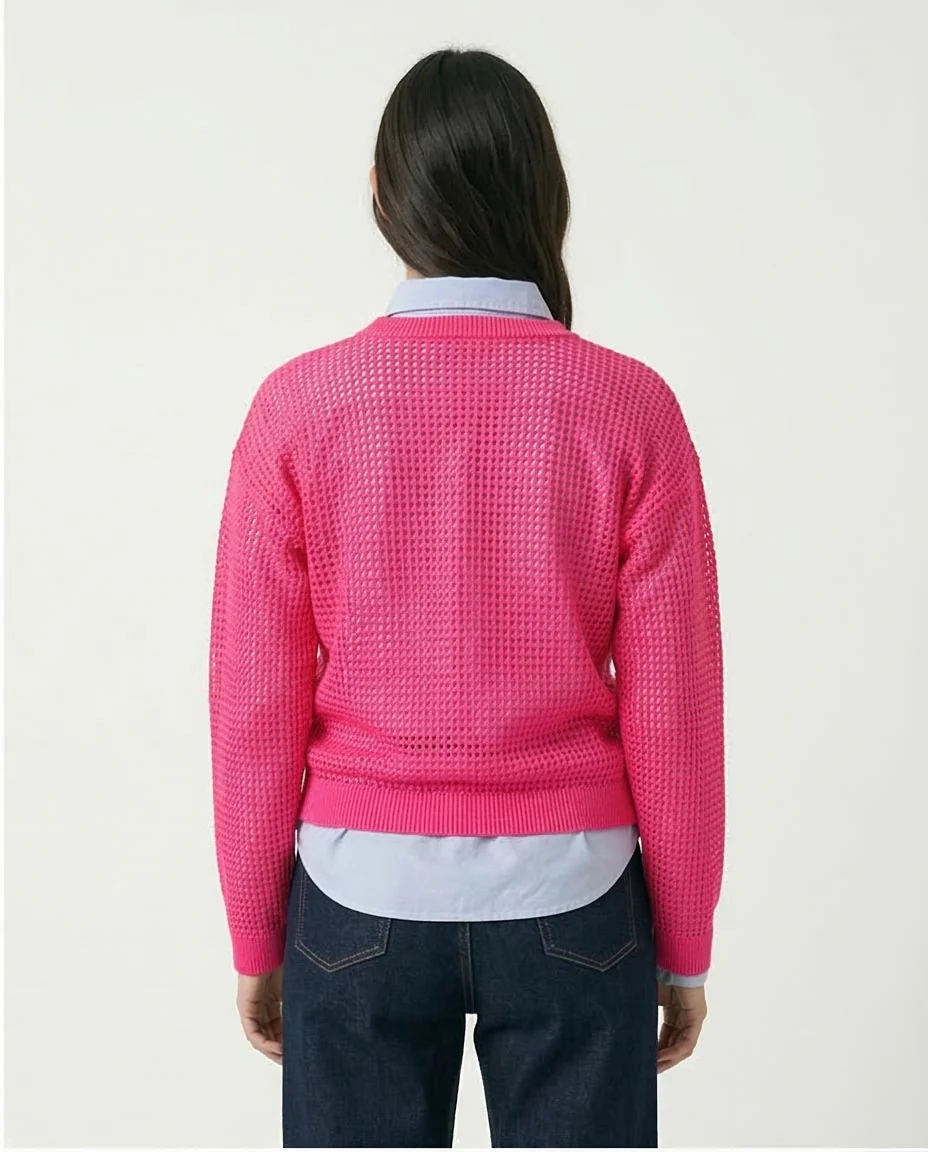 Ravin Neon Pink Open-Knit Mesh Sweater -R205968 - Image 2
