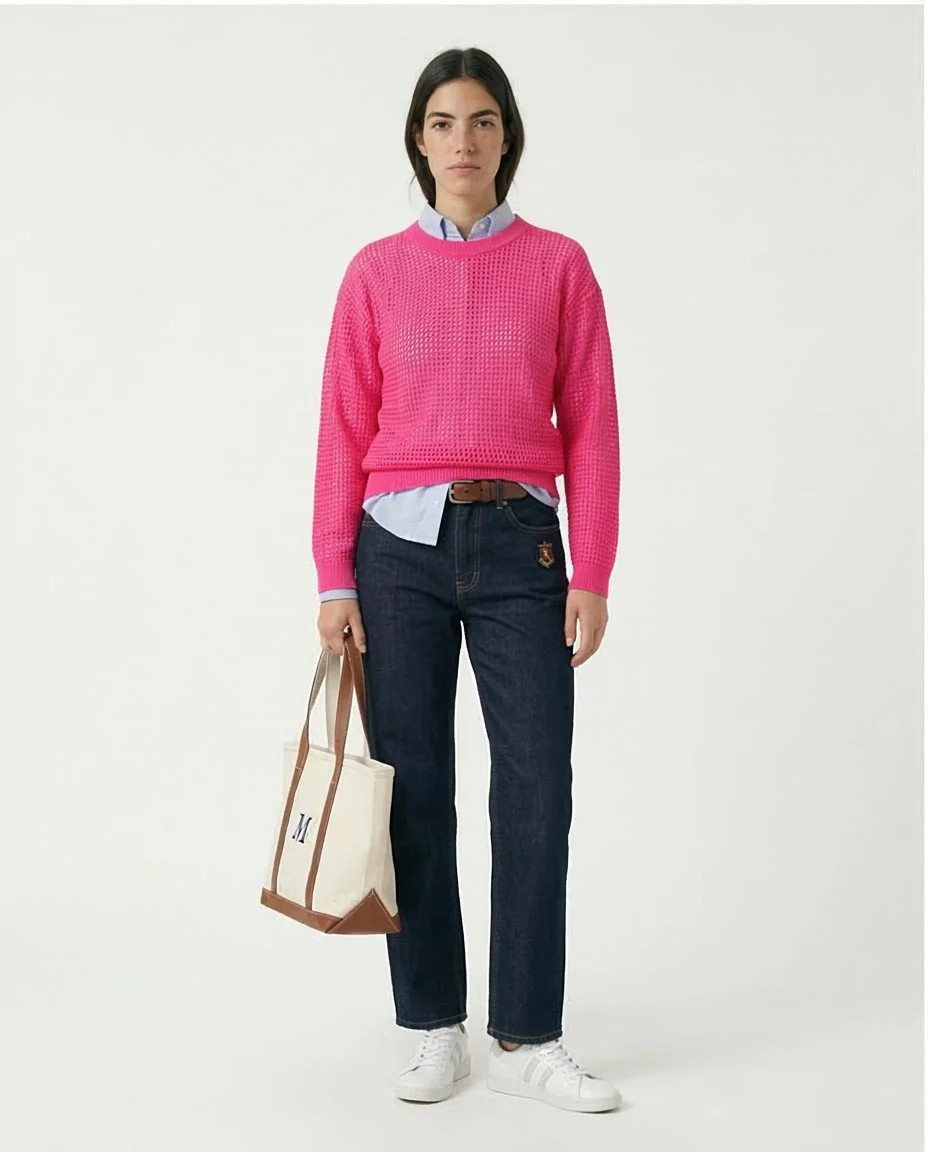 Ravin Neon Pink Open-Knit Mesh Sweater -R205968 - Image 3