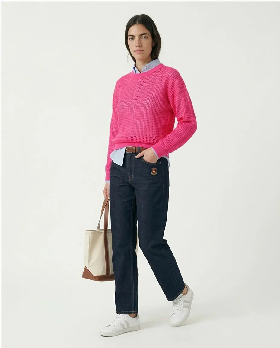 Ravin Neon Pink Open-Knit Mesh Sweater -R205968 - Image 5