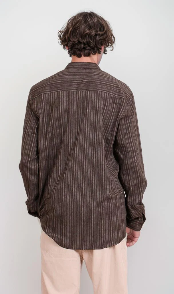 R206061 - Striped Poplin Button-Up Shirt - Black & White - Image 2