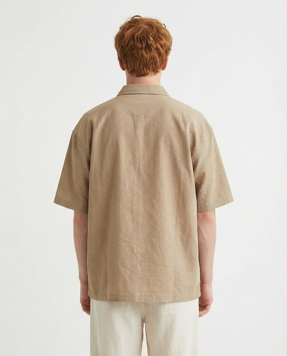 R206337 - Short-Sleeve Button-Up Shirt - Olive Green - Image 2