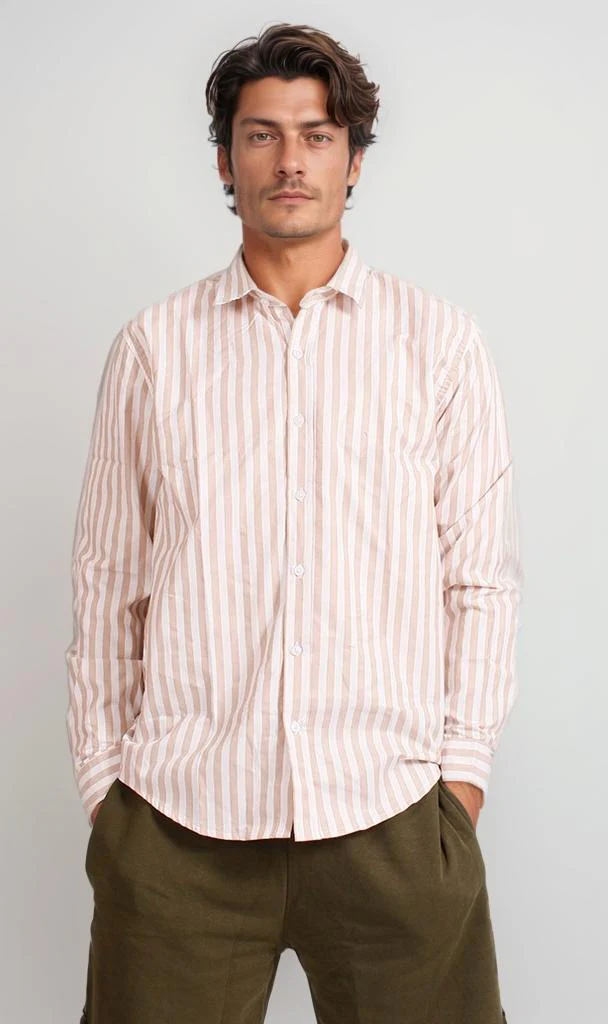 R206384 - Striped Button-Up Shirt - Light Pink