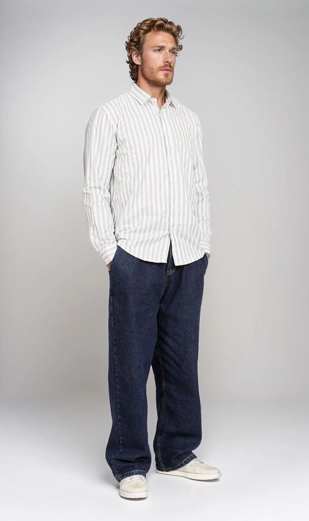 R206386-R206386 - Striped Button-Up Shirt - Off-White - Image 5