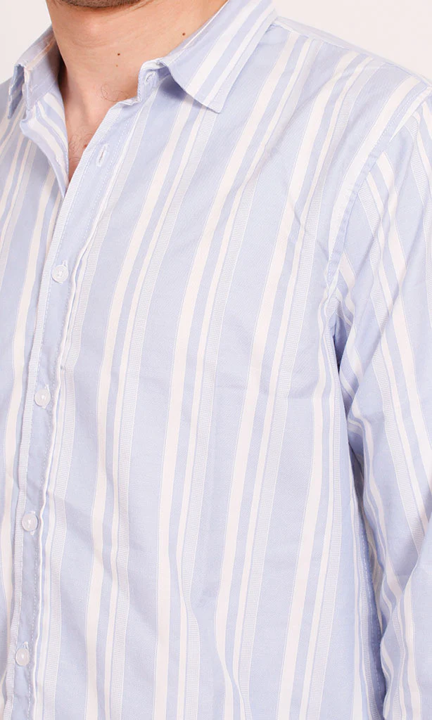 R206391 - Ready Garment Striped Long-Sleeve Shirt - Light Blue & White - Image 3