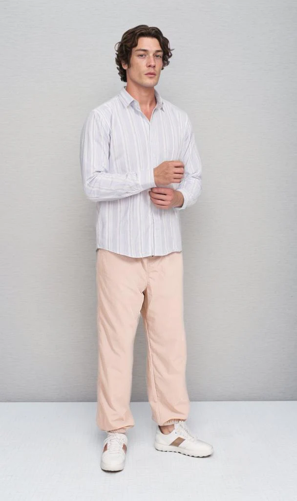 R206391 - Ready Garment Striped Long-Sleeve Shirt - Light Blue & White - Image 5