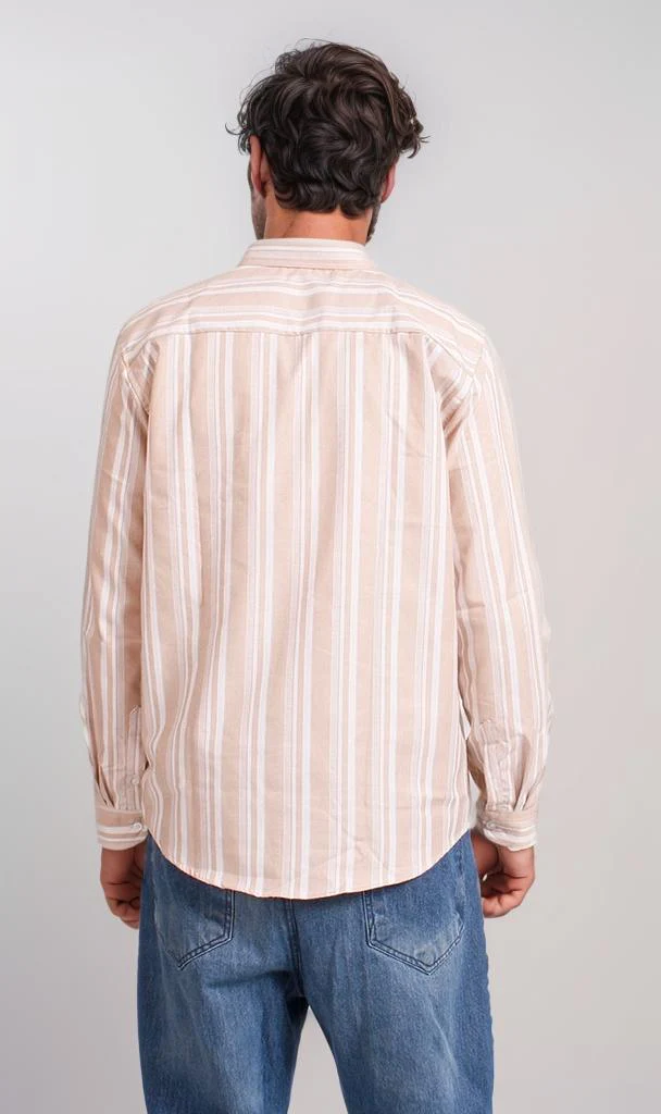 R206392 - Striped Button-Up Shirt - Light Pink & White - Image 2