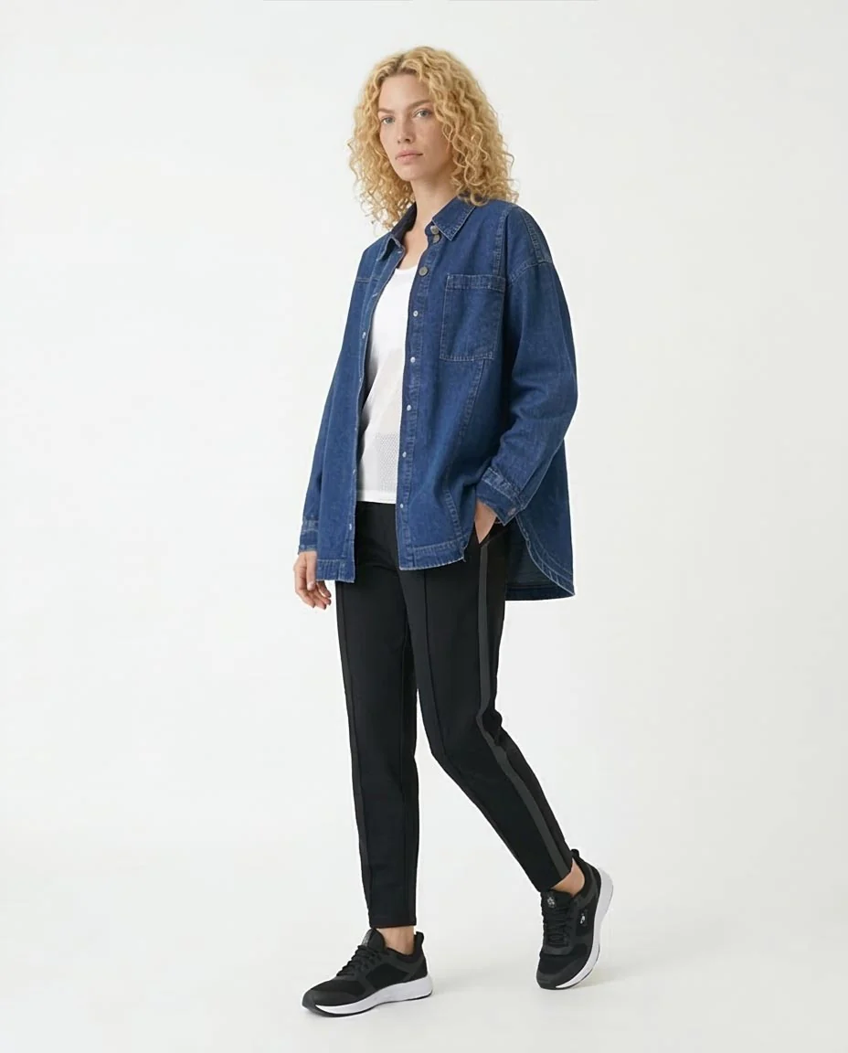 Ravin Oversized Indigo Denim Shacket with Box Pleat Detail - R206408 - Image 5