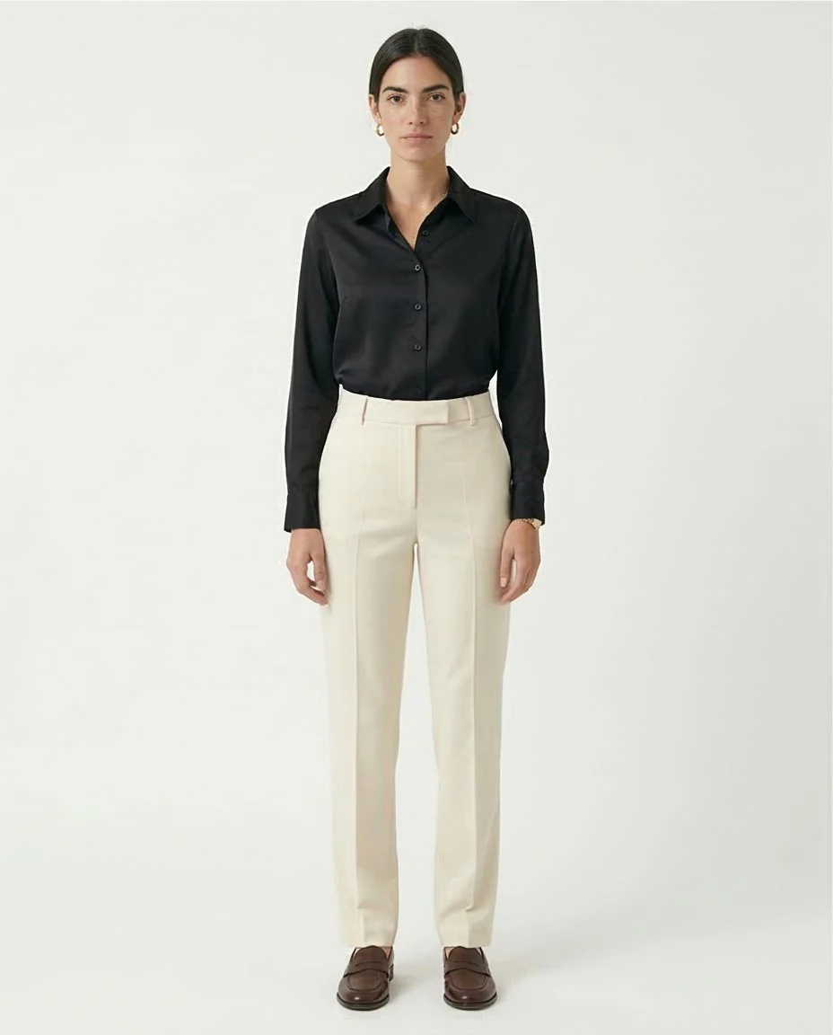 Ravin Women’s Sateen Finish Long-Sleeve Button-Down Shirt — Black - R206564 - Image 3
