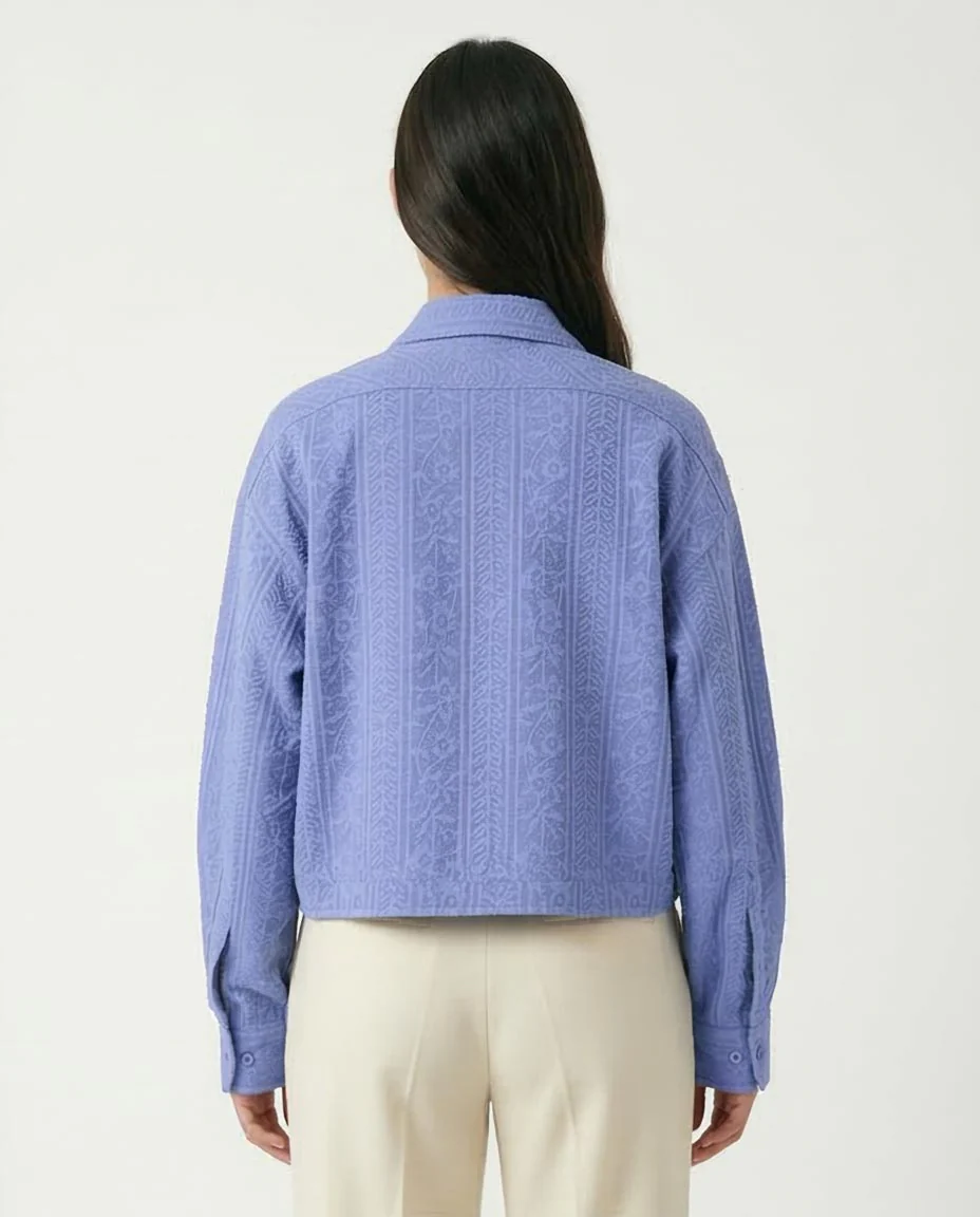 Ravin Textured Jacquard Cropped Shirt – Cornflower Blue - R206565 - Image 2