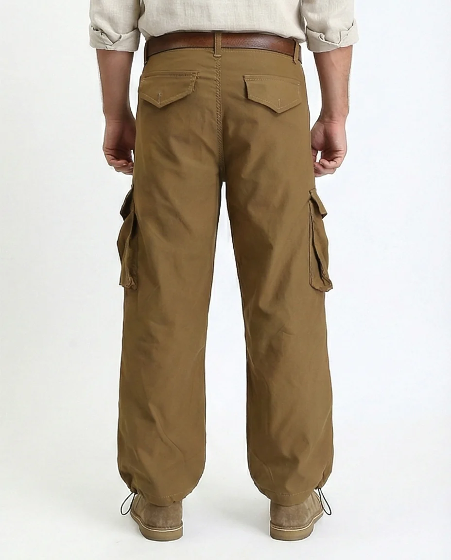 R206588 - Casual Cargo Pants with Pockets - Dark Camel - Image 2