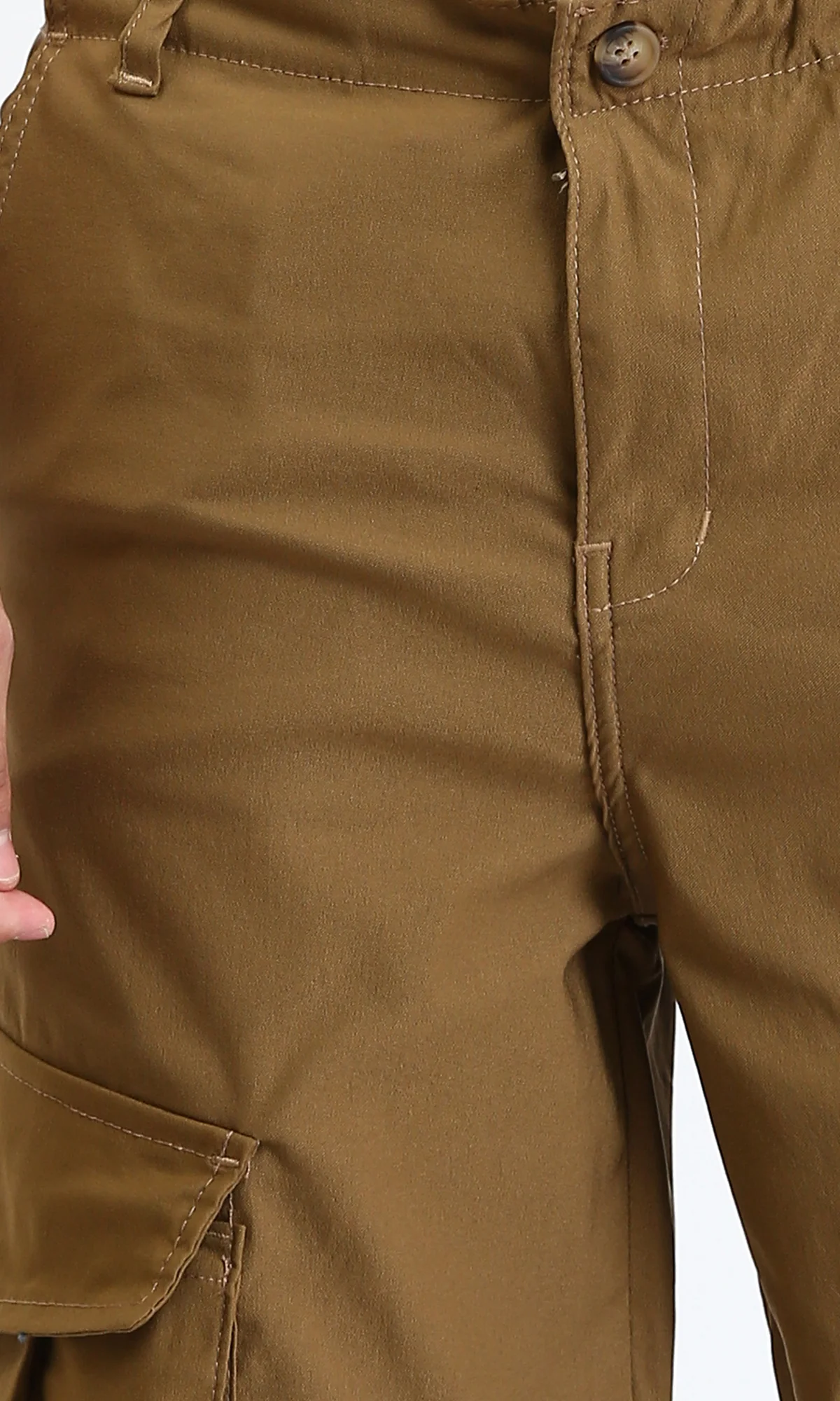 R206588 - Casual Cargo Pants with Pockets - Dark Camel - Image 3