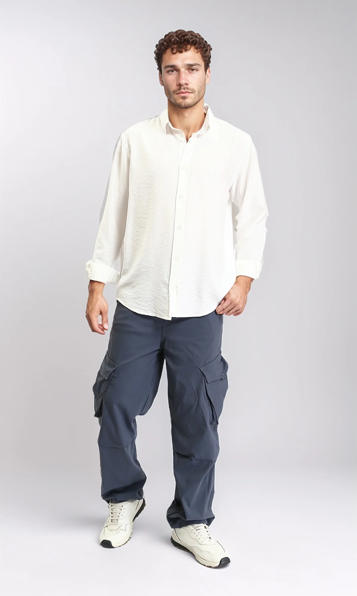 R206589 - Casual Cargo Pants with Pockets - Dark Grey - Image 4