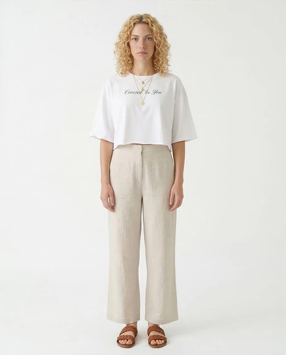 Ravin | "Ivy" Graphic Oversized Cropped Tee - White & Green - R206767 - Image 3