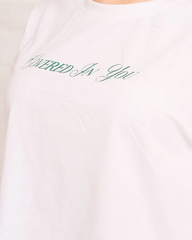 Ravin | "Ivy" Graphic Oversized Cropped Tee - White & Green - R206767 - Image 4