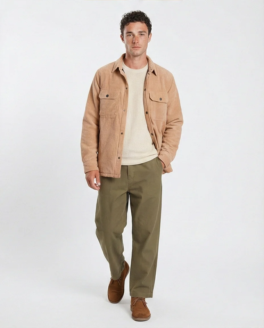 r206828-CORDUROY BUTTON-UP JACKET - BEIGE - Image 4