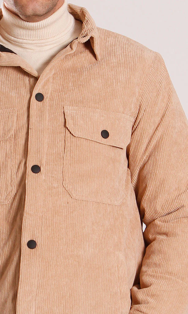 r206828-CORDUROY BUTTON-UP JACKET - BEIGE - Image 5