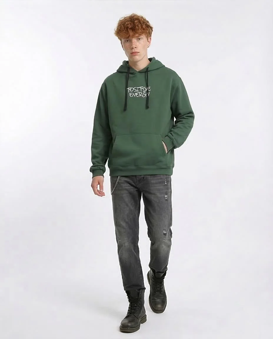 Ravin | "Positive Energy" Oversized Graphic Hoodie – Forest Green - R206834 - Image 5