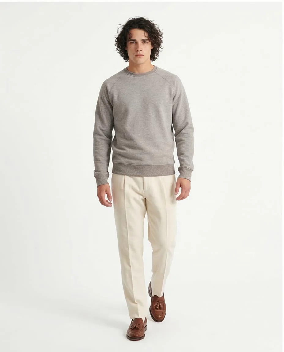 Ravin Men’s Premium Raglan-Sleeve Sweatshirt – Heathered Grey - R206842 - Image 3