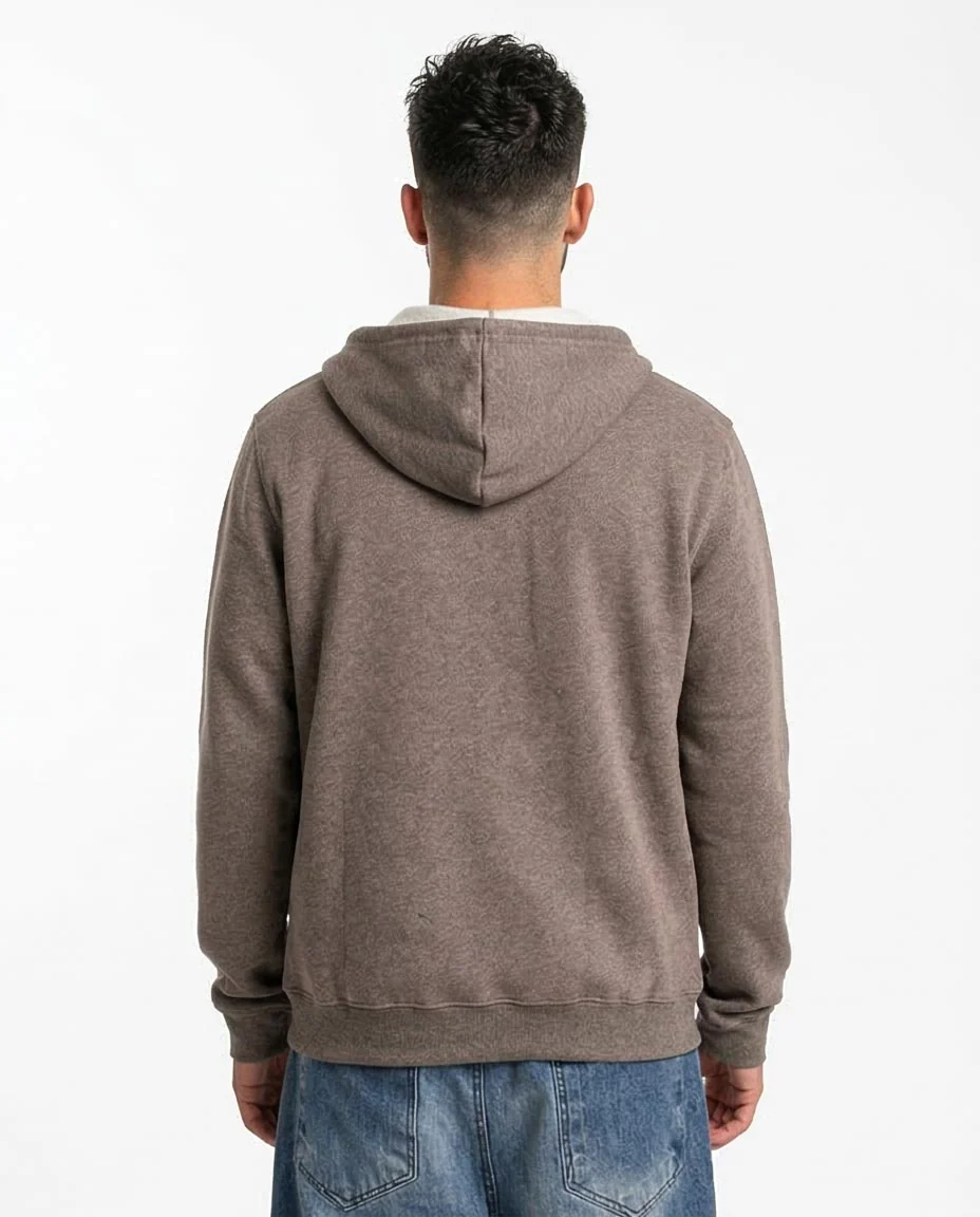 Ravin Men's Heathered Zip-Up Fleece Hoodie – Earth Brown - R206844 - Image 2