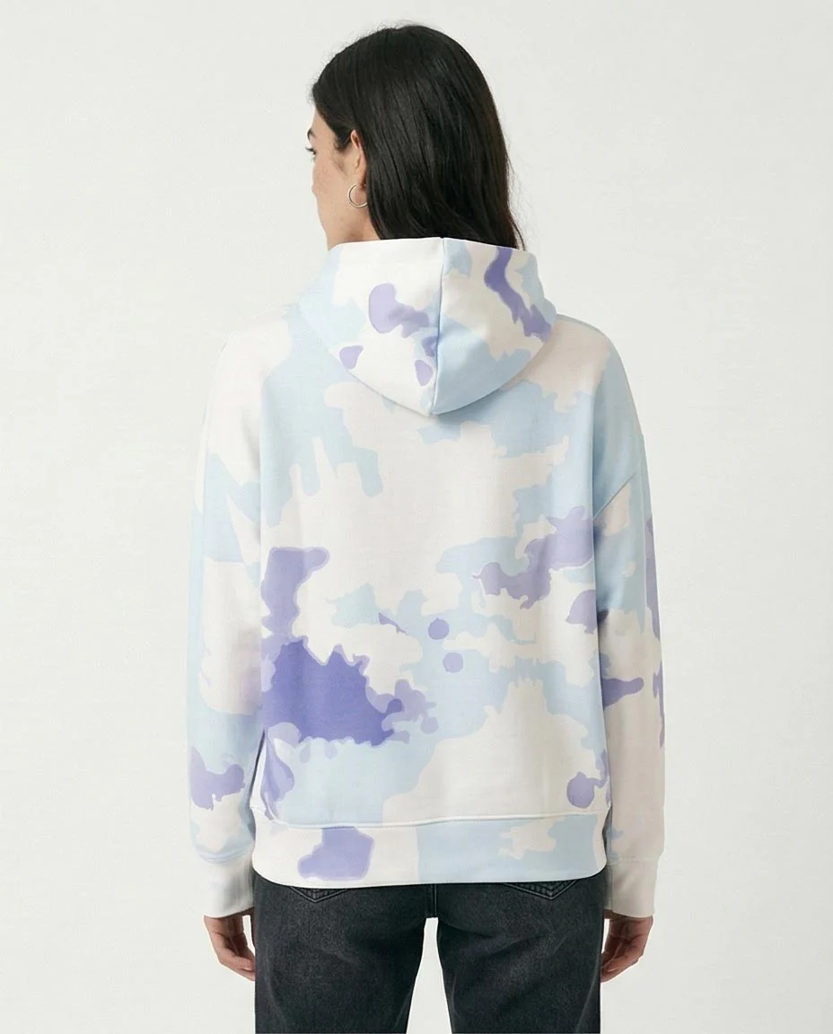 R206862 - Tie-Dye Melton Hoodie - Blue & White - Image 2