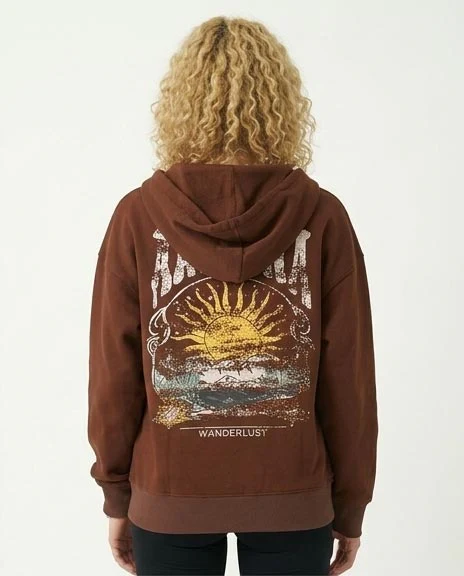 RAVIN Women’s Arizona Wanderlust Oversized Zip-Up Hoodie – Chocolate Brown - R206868 - Image 2