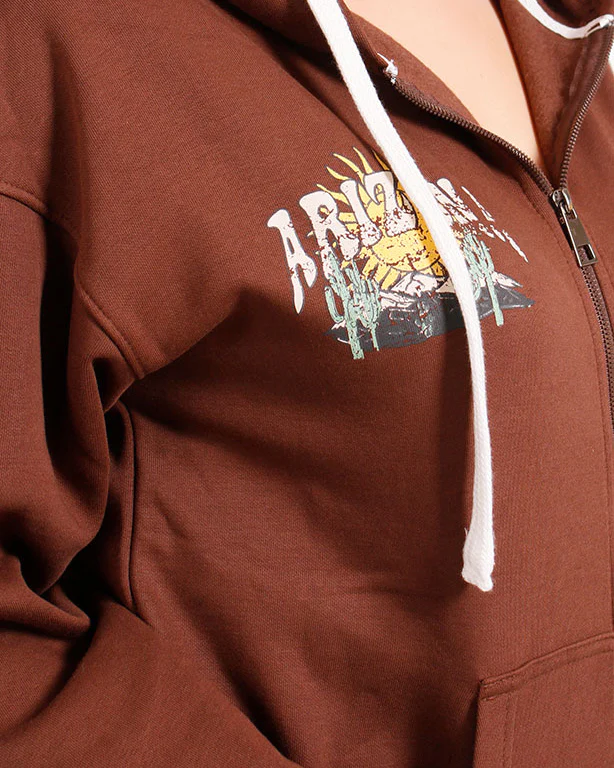 RAVIN Women’s Arizona Wanderlust Oversized Zip-Up Hoodie – Chocolate Brown - R206868 - Image 3