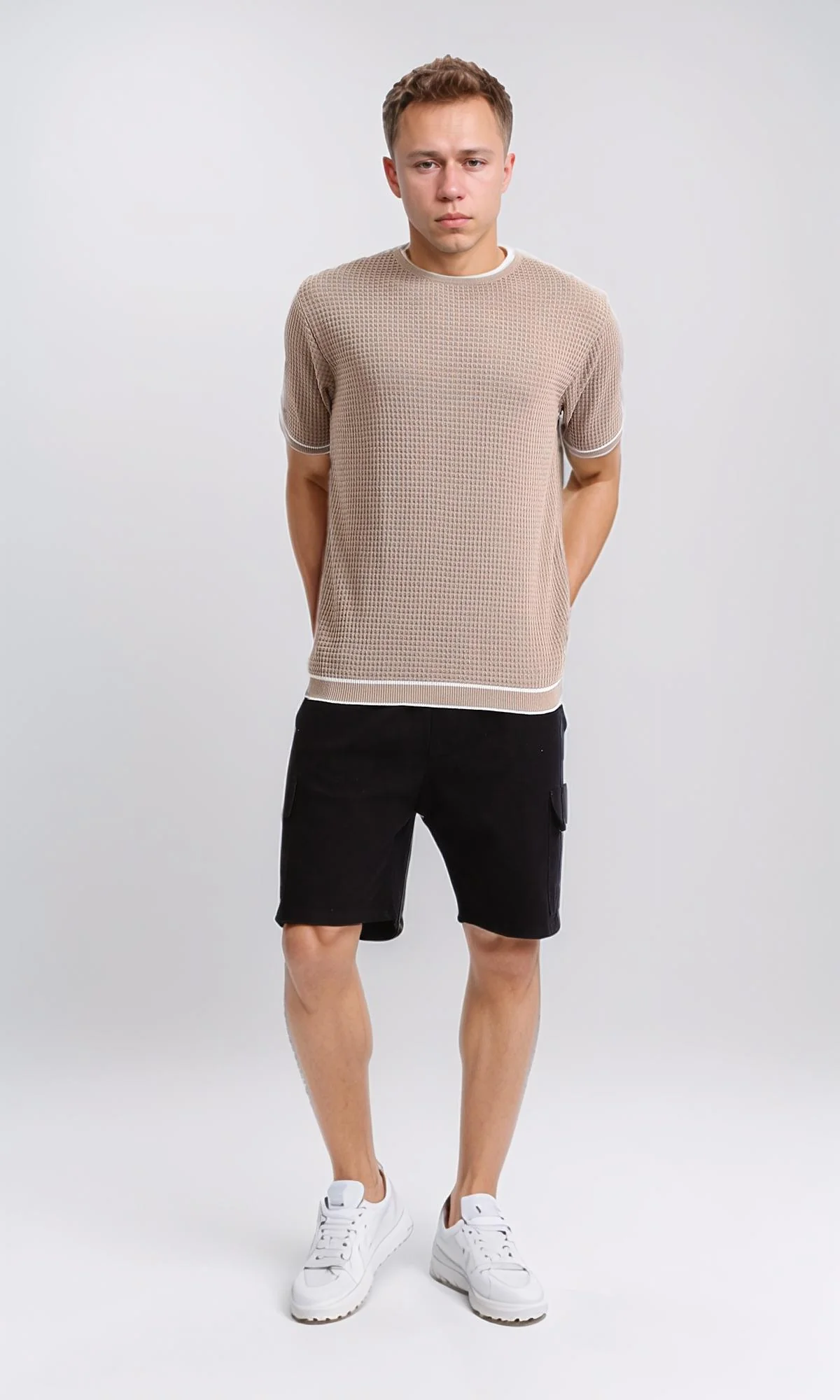 R206906 - Slip On Short Sleeves Tee - Dark Beige - Image 4