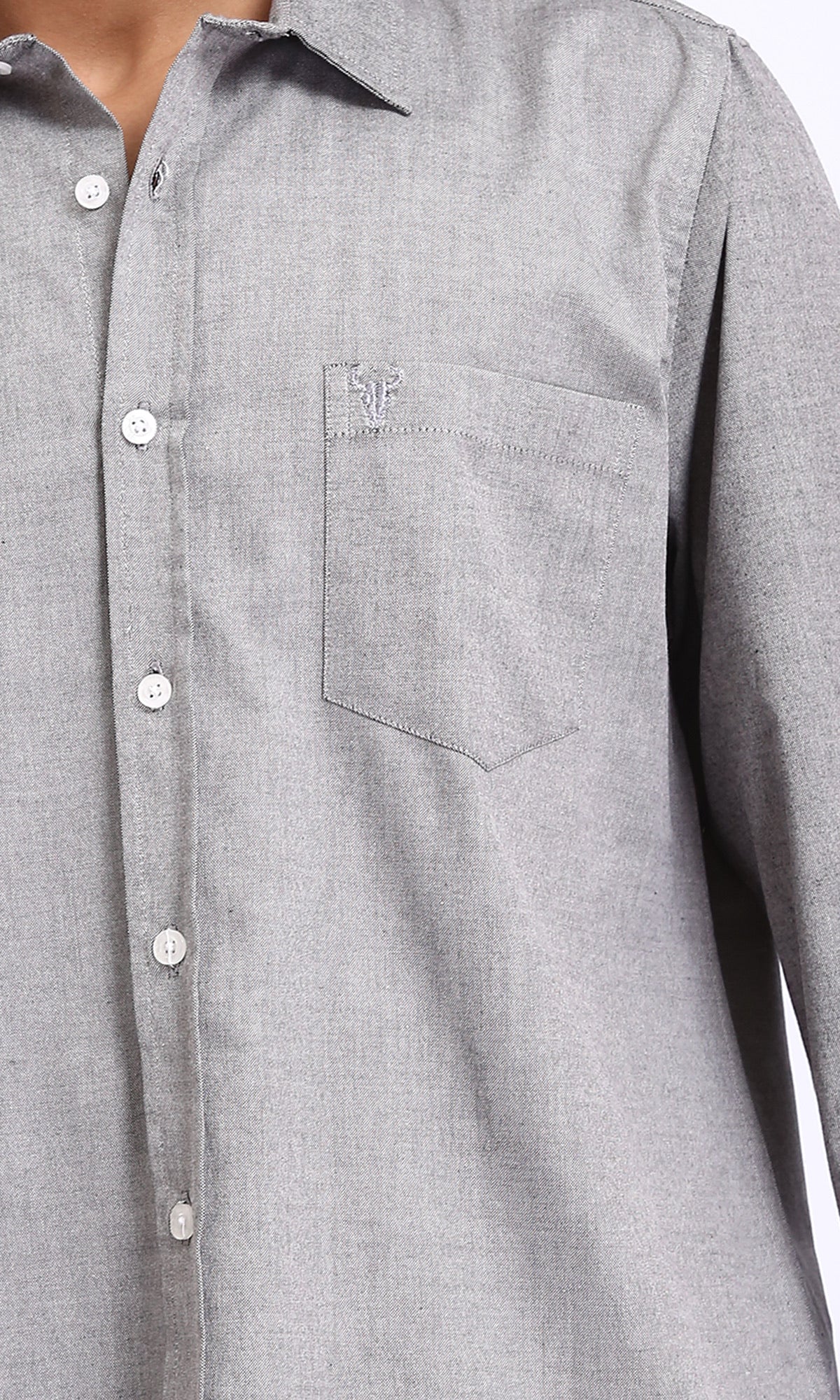 R206950 - Long Sleeves Solid Shirt with Front Pocket - Medium Grey - Image 3